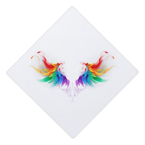 Fluffy Rainbow Wings Graduation Cap Topper