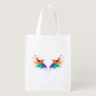 Fluffy Rainbow Wings Grocery Bag