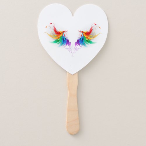 Fluffy Rainbow Wings Hand Fan