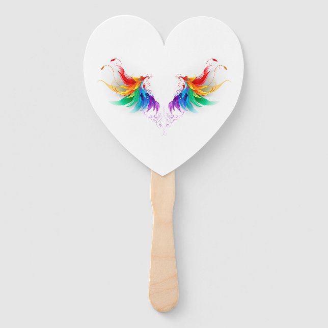 Fluffy Rainbow Wings Hand Fan (Front)