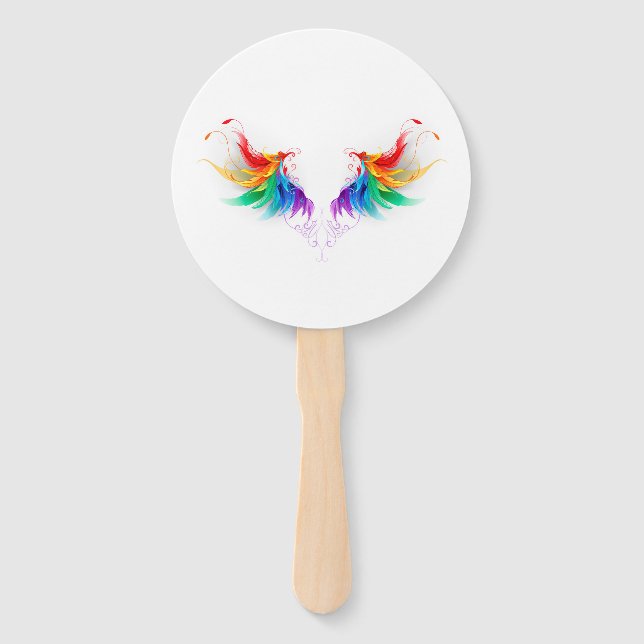 Fluffy Rainbow Wings Hand Fan (Front)