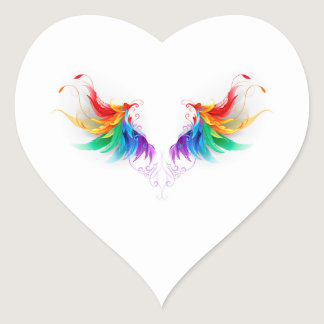 Fluffy Rainbow Wings Heart Sticker