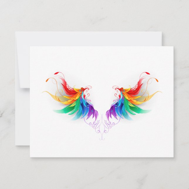 Fluffy Rainbow Wings Holiday Card (Front)