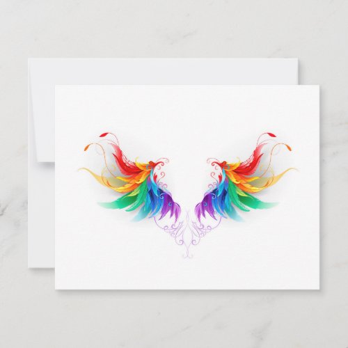 Fluffy Rainbow Wings Holiday Card