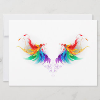 Fluffy Rainbow Wings Holiday Card