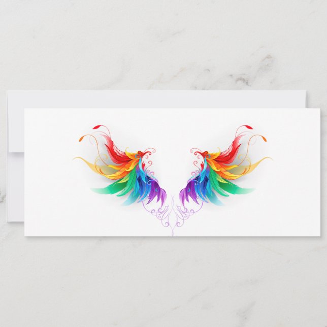 Fluffy Rainbow Wings Invitation (Front)