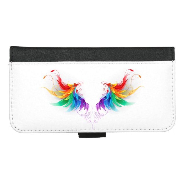 Fluffy Rainbow Wings iPhone Wallet Case (Front (Horizontal))