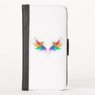 Fluffy Rainbow Wings iPhone X Wallet Case