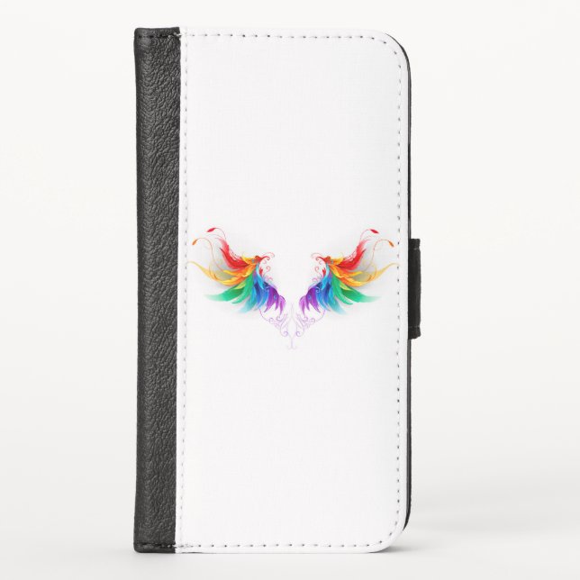 Fluffy Rainbow Wings iPhone Wallet Case (Front)