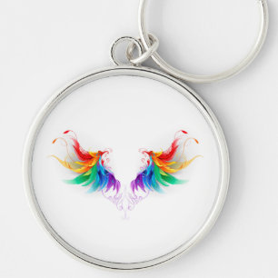 Fluffy Rainbow Wings Keychain