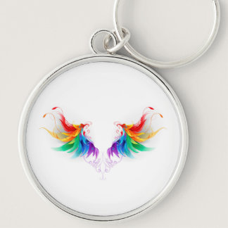 Fluffy Rainbow Wings Keychain
