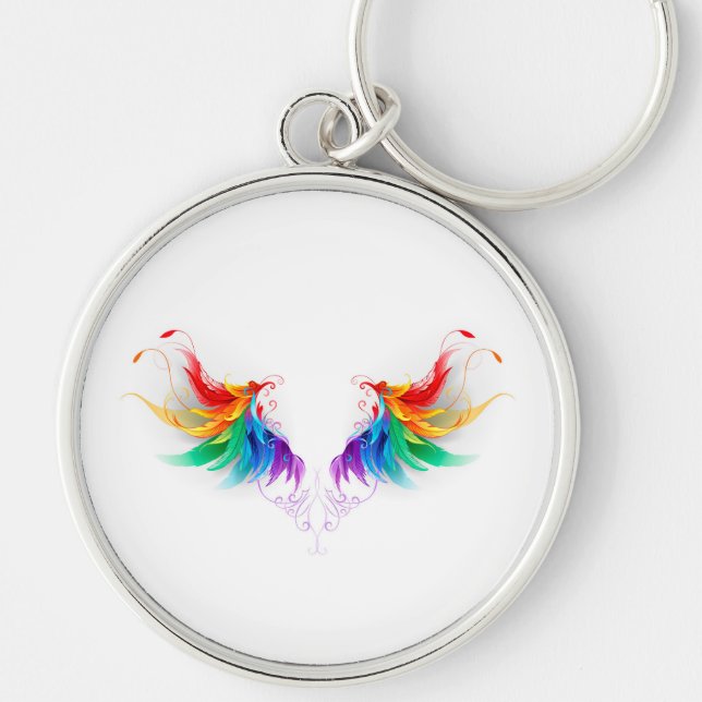 Fluffy Rainbow Wings Keychain (Front)