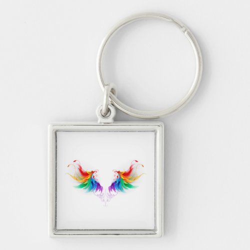 Fluffy Rainbow Wings Keychain