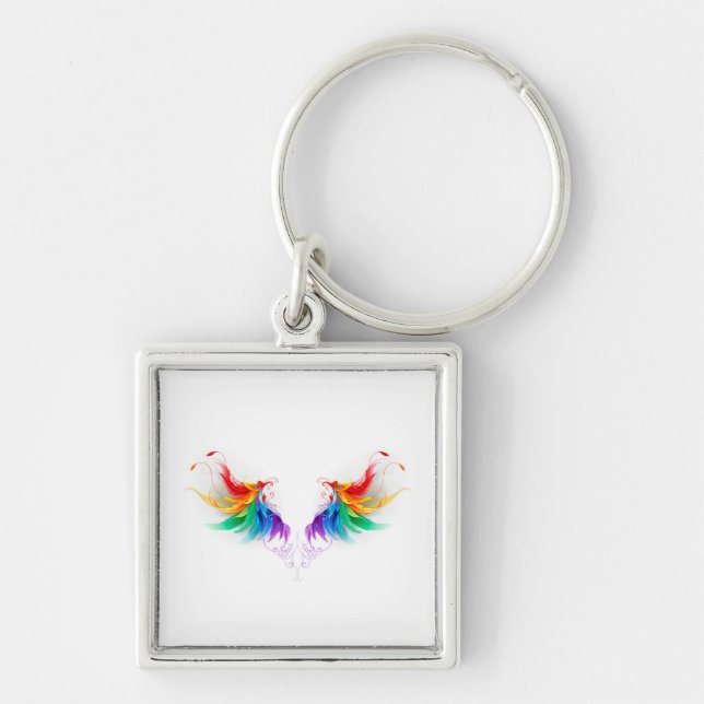 Fluffy Rainbow Wings Keychain (Front)