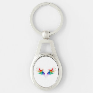 Fluffy Rainbow Wings Keychain