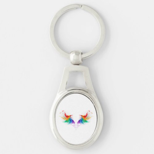 Fluffy Rainbow Wings Keychain