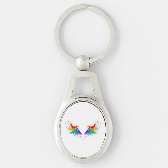 Fluffy Rainbow Wings Keychain (Front)