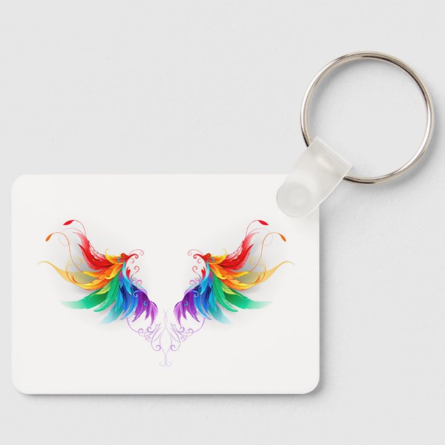 Fluffy Rainbow Wings Keychain (Front)