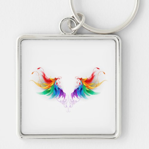 Fluffy Rainbow Wings Keychain