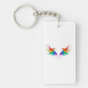 Fluffy Rainbow Wings Keychain