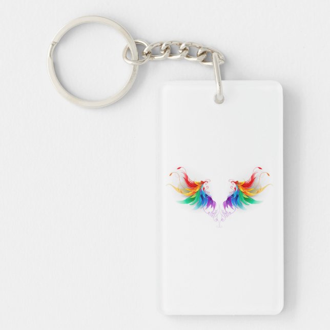 Fluffy Rainbow Wings Keychain (Front)