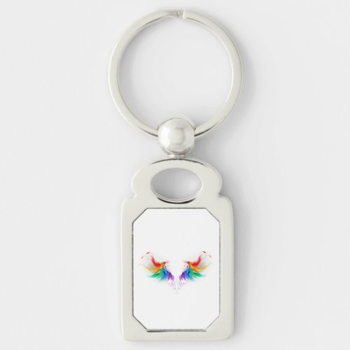 Fluffy Rainbow Wings Keychain