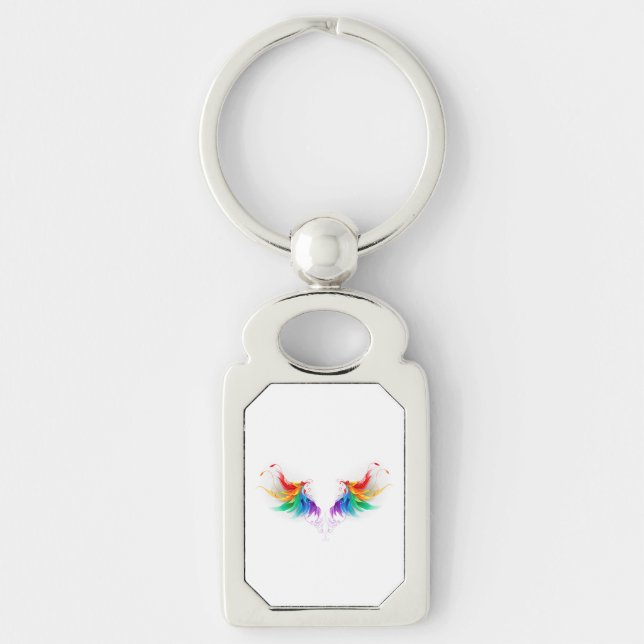 Fluffy Rainbow Wings Keychain (Front)