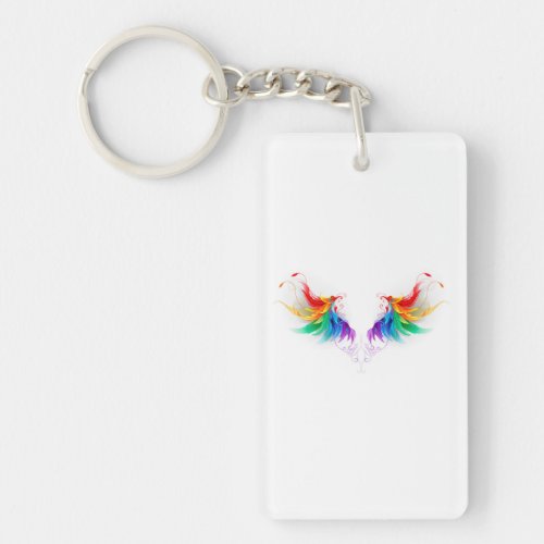 Fluffy Rainbow Wings Keychain