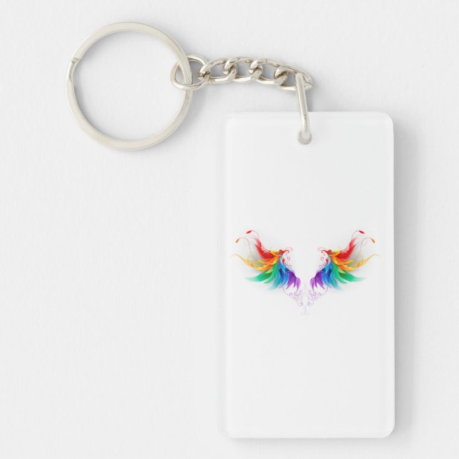 Fluffy Rainbow Wings Keychain (Front)