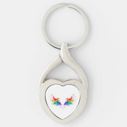 Fluffy Rainbow Wings Keychain