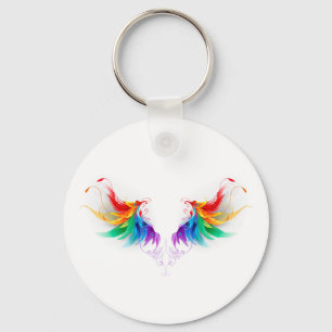 Fluffy Rainbow Wings Keychain