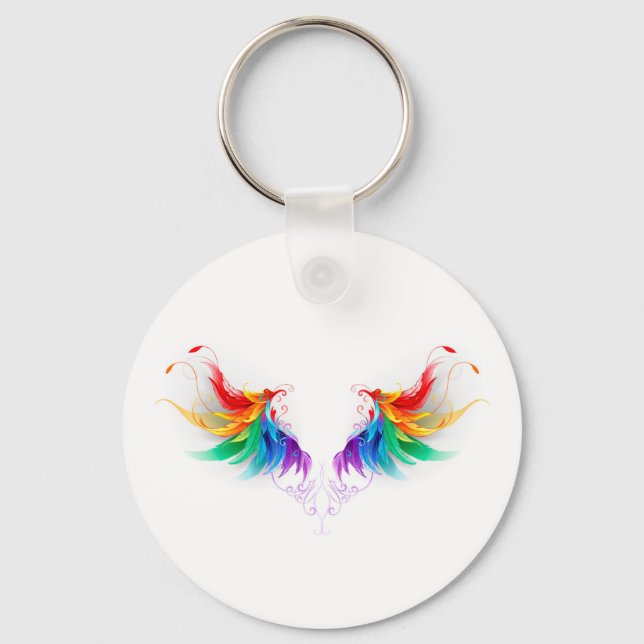 Fluffy Rainbow Wings Keychain (Front)