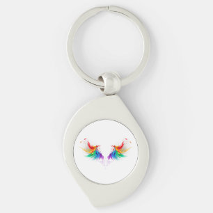 Fluffy Rainbow Wings Keychain