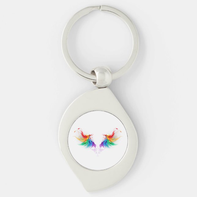 Fluffy Rainbow Wings Keychain (Front)