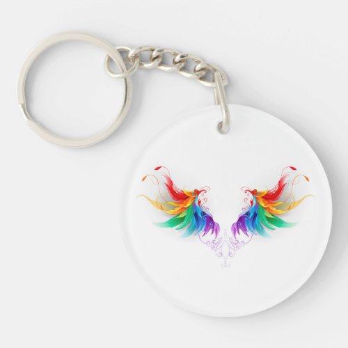 Fluffy Rainbow Wings Keychain