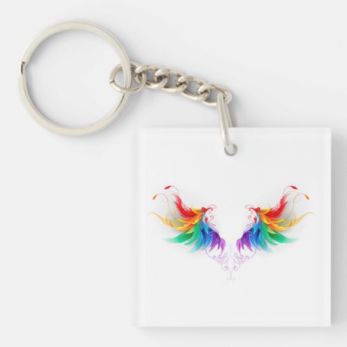 Fluffy Rainbow Wings Keychain