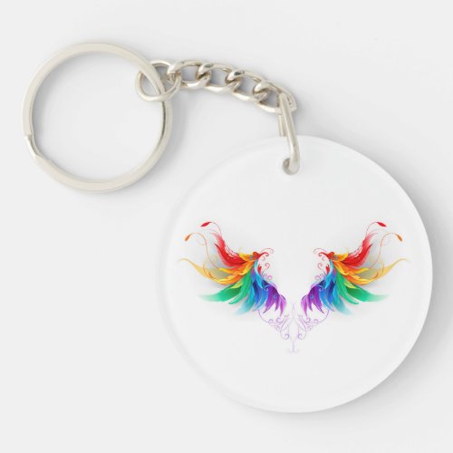 Fluffy Rainbow Wings Keychain