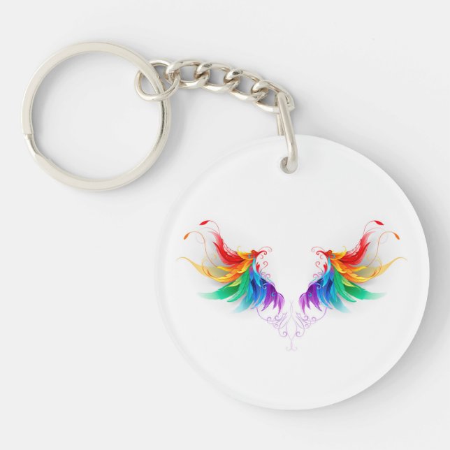 Fluffy Rainbow Wings Keychain (Front)