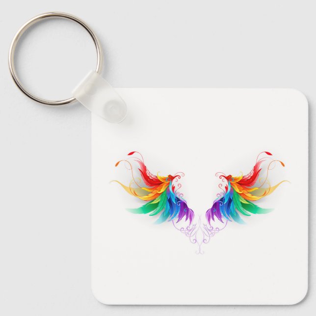 Fluffy Rainbow Wings Keychain (Front)