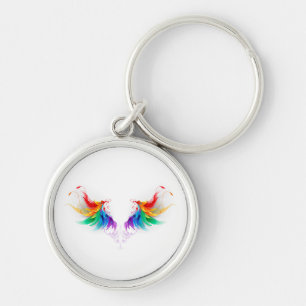Fluffy Rainbow Wings Keychain