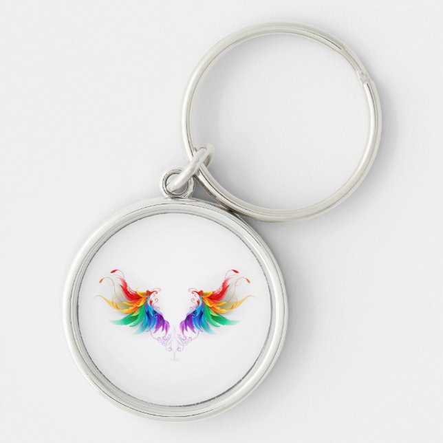Fluffy Rainbow Wings Keychain (Front)