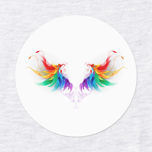 Fluffy Rainbow Wings Kids' Labels (Design 1)