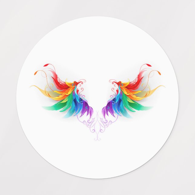 Fluffy Rainbow Wings Kids' Labels (Design 1)