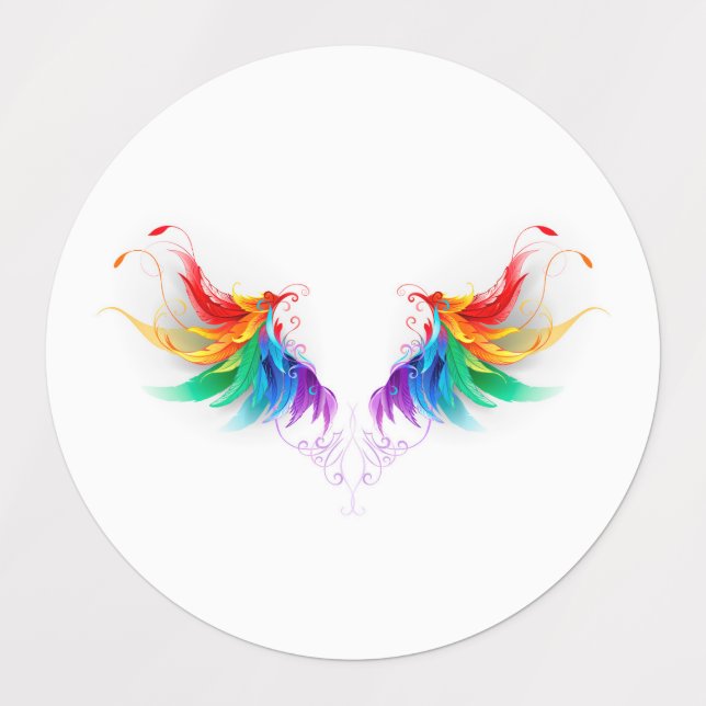 Fluffy Rainbow Wings Kids' Labels (Design 1)
