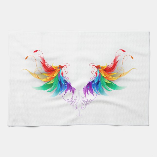 Fluffy Rainbow Wings Kitchen Towel (Horizontal)