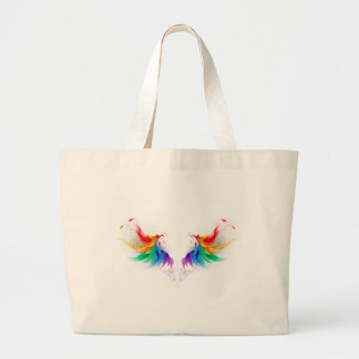 Fluffy Rainbow Wings Large Tote Bag