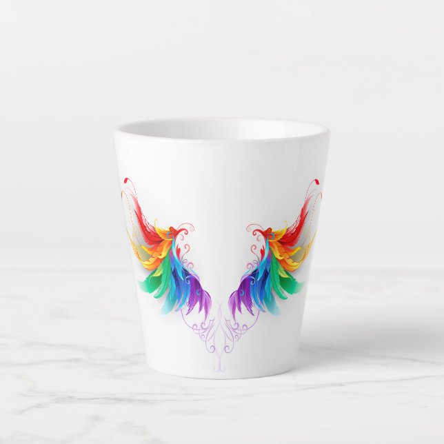 Fluffy Rainbow Wings Latte Mug (Front)