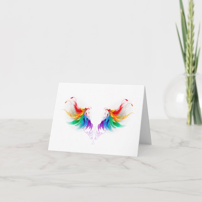 Fluffy Rainbow Wings Letterpress Thank You Card (Front)