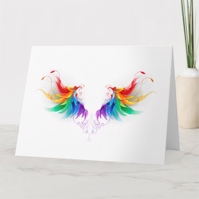 Fluffy Rainbow Wings Letterpress Thank You Card (Front)