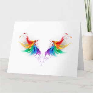 Fluffy Rainbow Wings Letterpress Thank You Card